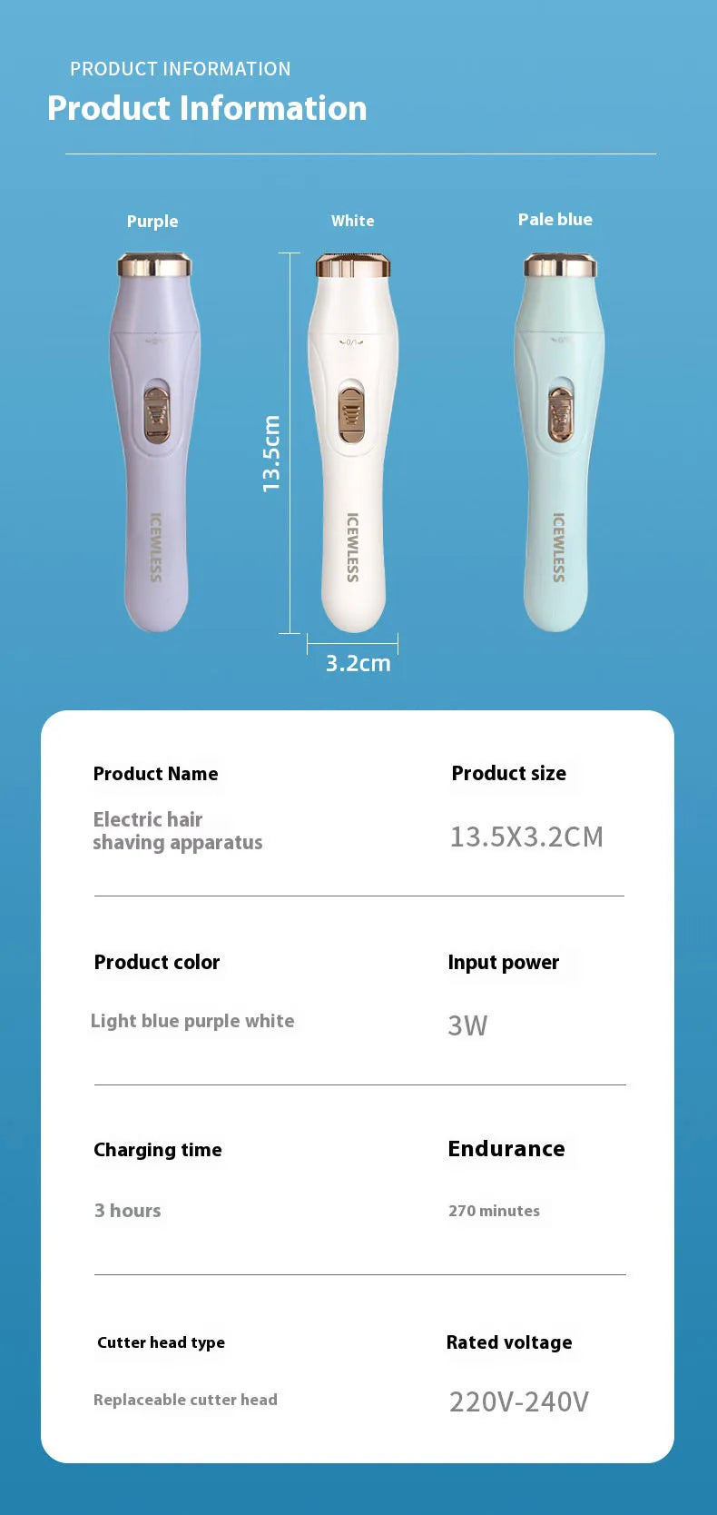 Electric Hair Trimmer for Women – Waterproof, Painless Razor for Bikini, Arms, Legs, and Face Hair Removal