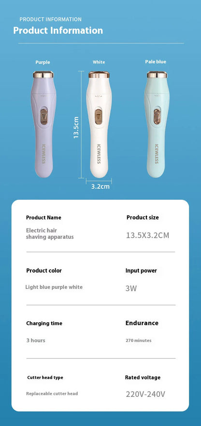 Electric Hair Trimmer for Women – Waterproof, Painless Razor for Bikini, Arms, Legs, and Face Hair Removal