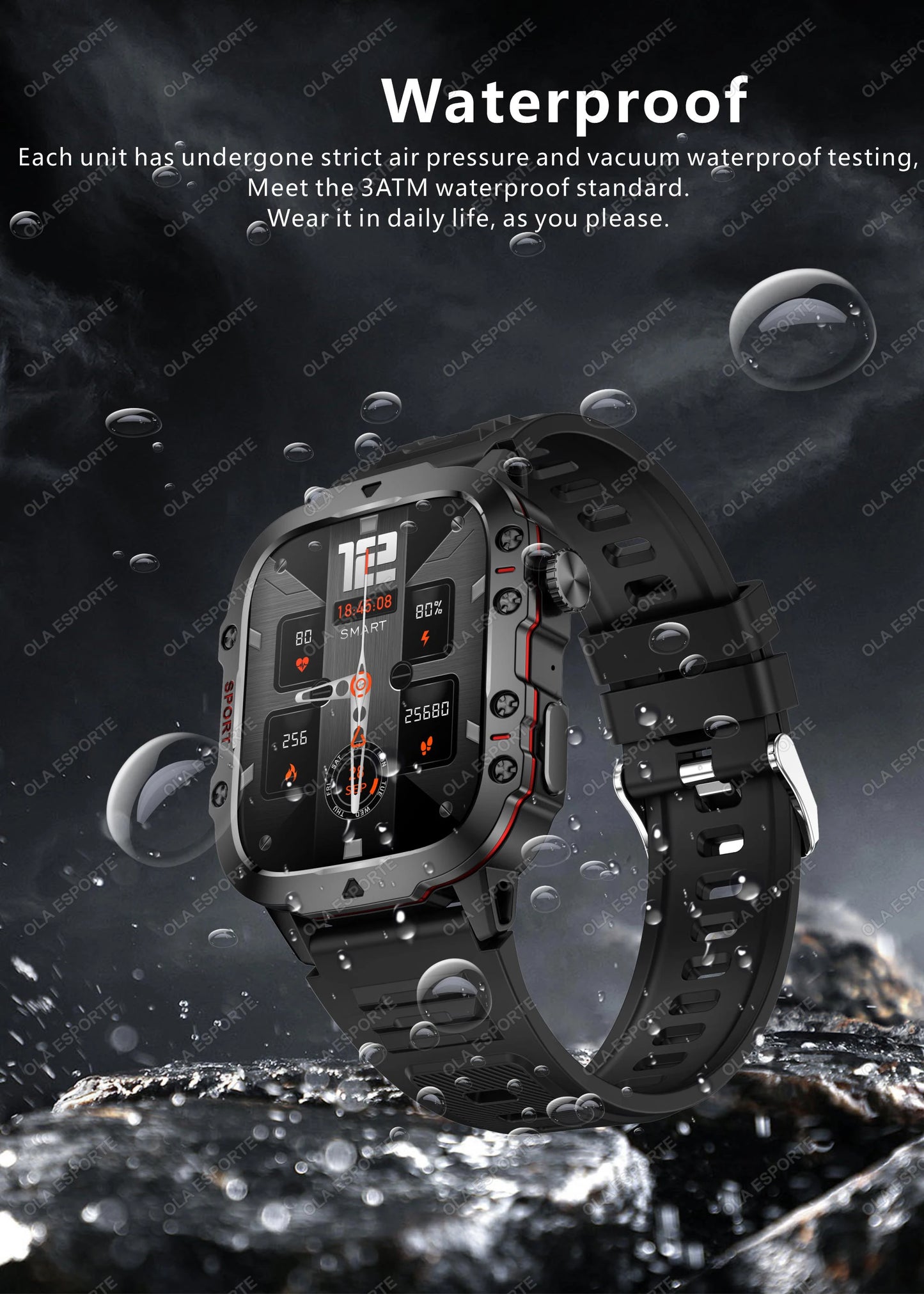 Rugged Military GPS Smart Watch for Men – Bluetooth Call, Heart Rate, Blood Oxygen, AI Voice, Sport & Waterproof