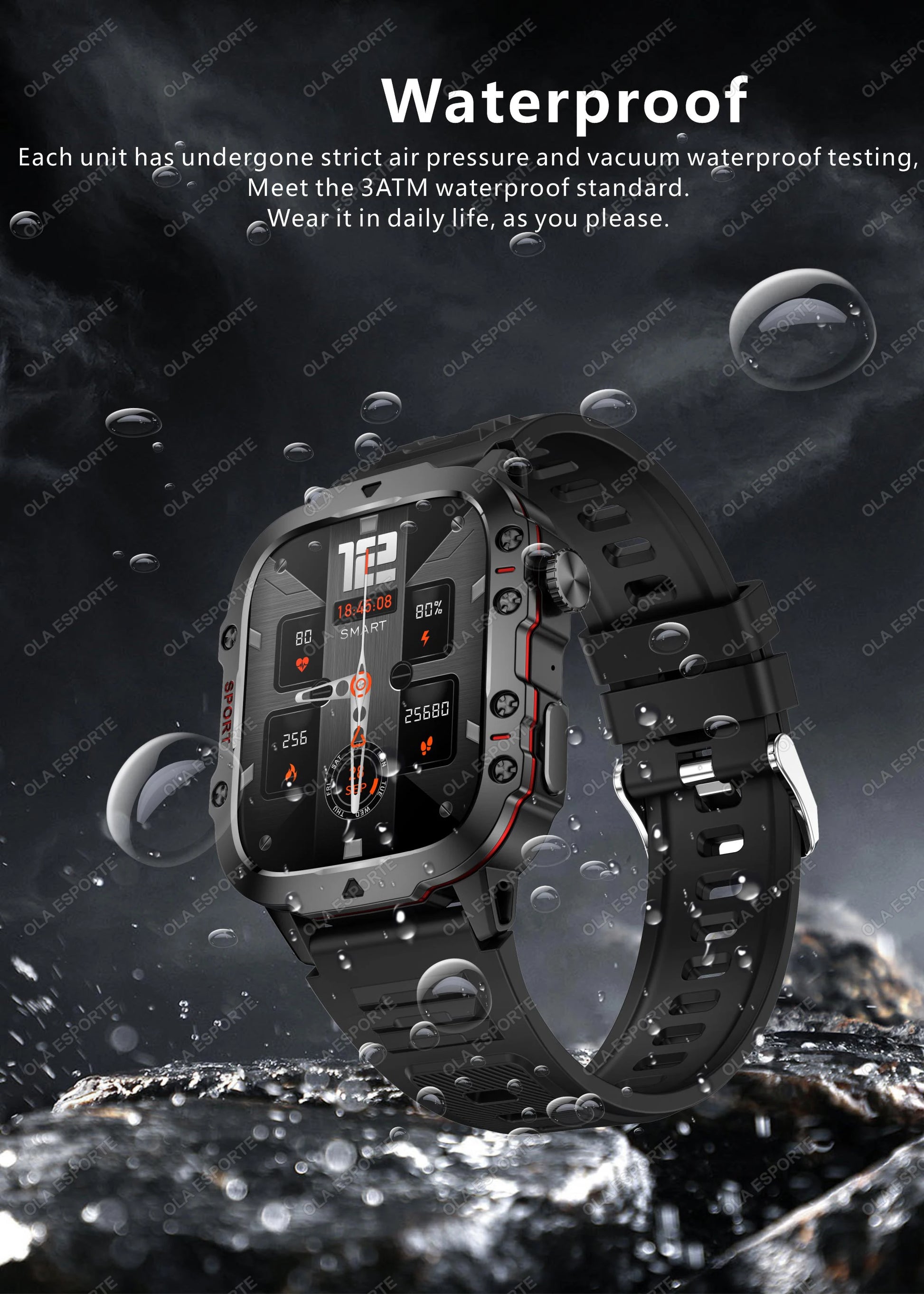 Rugged Military GPS Smart Watch for Men – Bluetooth Call, Heart Rate, Blood Oxygen, AI Voice, Sport & Waterproof
