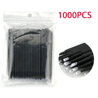 500/1000PCS Eyelash Cleaning Brushes – Colorful Crystal Handle Micro Brushes for Lash Extension Care, Makeup Removal, and Beauty Tools