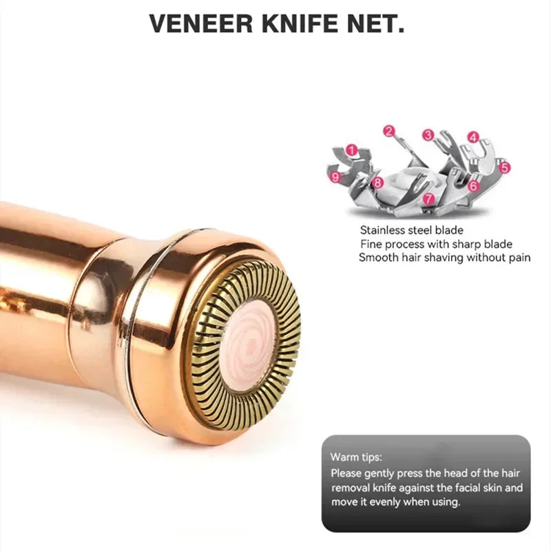 4-in-1 Rechargeable Electric Shaver for Women – Painless Facial Hair Remover, Eyebrow Trimmer, Nose & Bikini Epilator