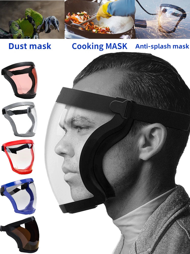 Reusable Work Protection Mask with Transparent Face Shield – Anti-Splash Facial Protector with Silicone Seal & Respiratory Filter for Kitchen, Food Service, and Industrial Use