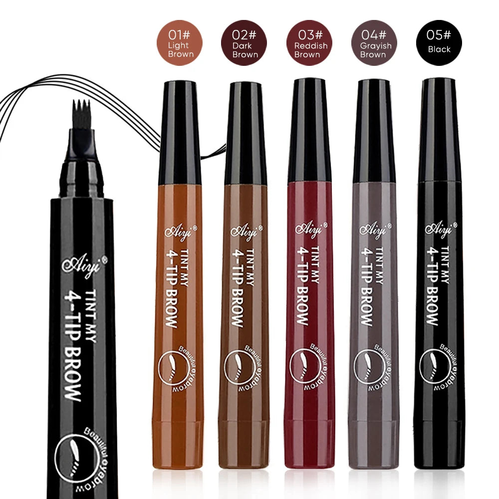 4 Tip Eyebrow Pencil Waterproof Long Lasting Micro Fork Brow Pen Natural Look