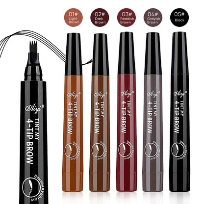 4 Tip Eyebrow Pencil Waterproof Long Lasting Micro Fork Brow Pen Natural Look