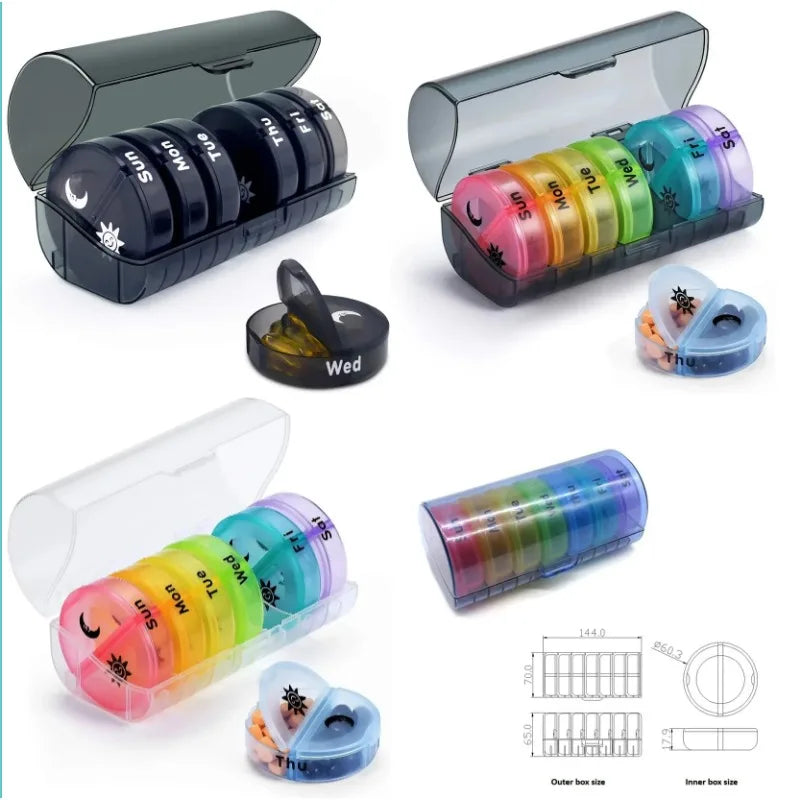 Weekly 7 Day Pill Organizer 14 Compartment Medicine Vitamin Storage Box Travel Case