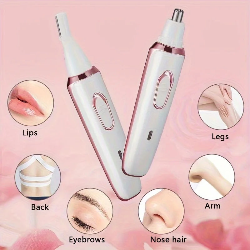 4-in-1 Rechargeable Electric Shaver for Women – Body, Bikini, Underarm, Face & Eyebrow Trimmer, Portable Hair Removal Razor
