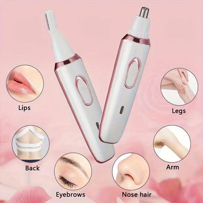 4-in-1 Rechargeable Electric Shaver for Women – Body, Bikini, Underarm, Face & Eyebrow Trimmer, Portable Hair Removal Razor