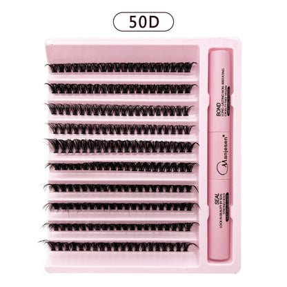 200 PCS Cluster Eyelashes with Lash Bond & Seal – DIY Lash Extension Kit with Glue and Accessories