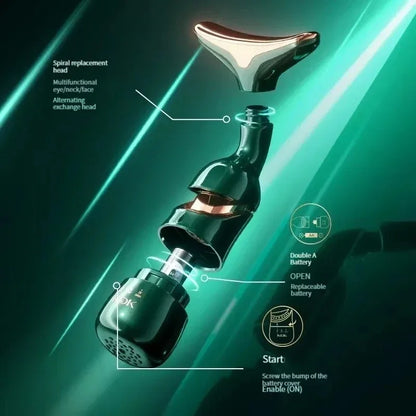 3-in-1 Facial Beauty Massager – Skin Toning Tool for Face, Neck & Eyes