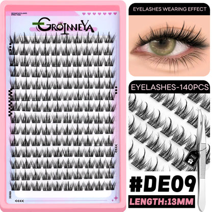 GROINNEYA DIY Lash Clusters – Natural & Manga Styles | Soft Lightweight Synthetic Lashes | Customizable False Eyelash Extensions Kit