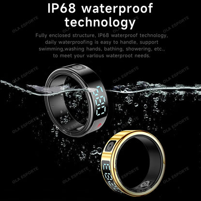 Smart Ring with Touch Display Heart Rate Sleep Tracker IP68 Waterproof Android iOS