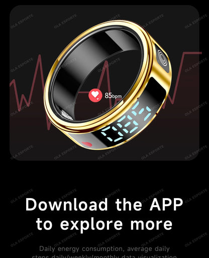 Smart Ring with Touch Display Heart Rate Sleep Tracker IP68 Waterproof Android iOS