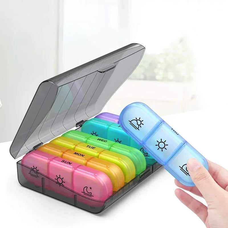 Weekly Pill Organizer 7 Day Pill Box Portable Medicine Tablet Storage Case Travel Container