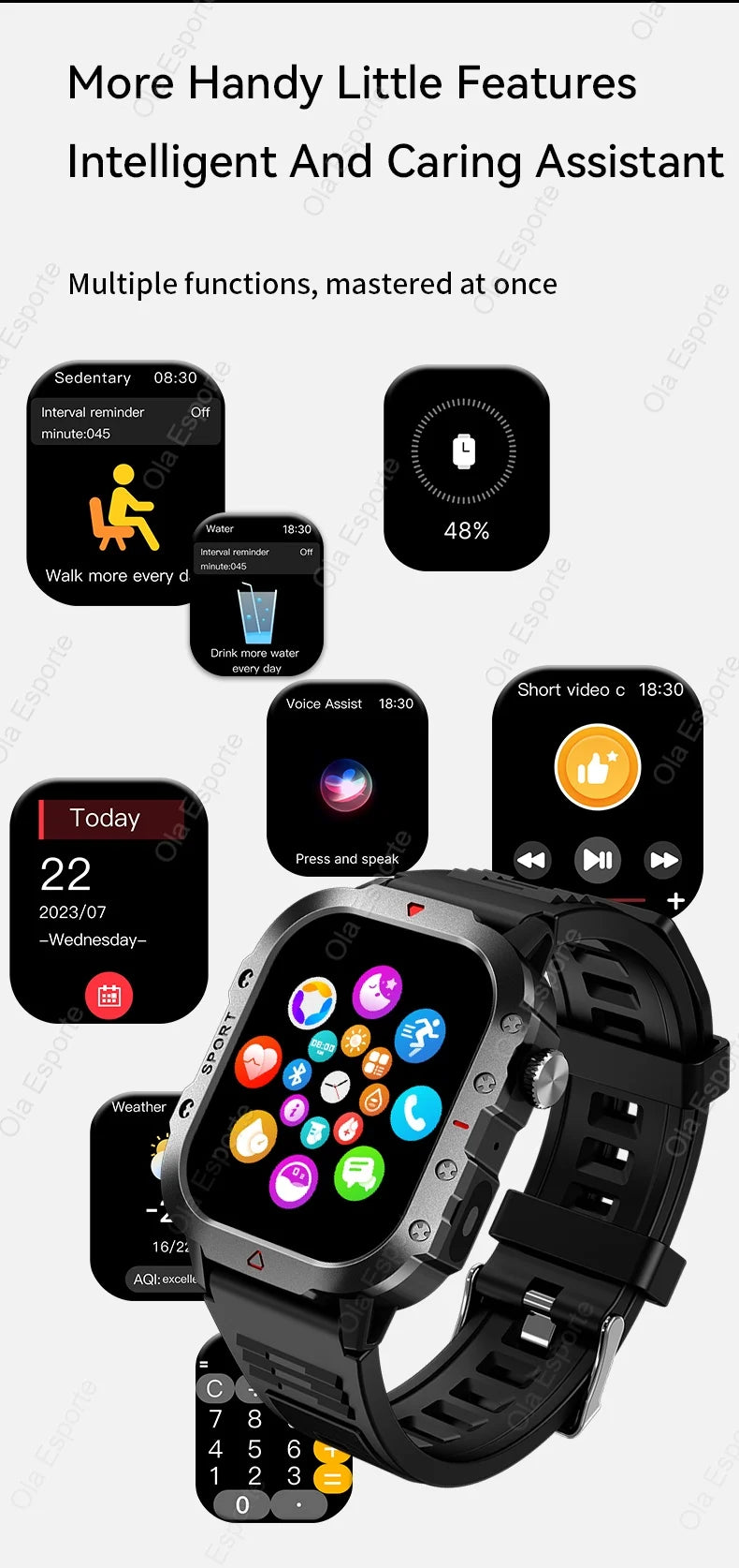Men’s Smart Watch Bluetooth Call – LED Touch Screen Fitness Tracker with Multi-Sport Modes, Smart Notifications (Android & iOS)