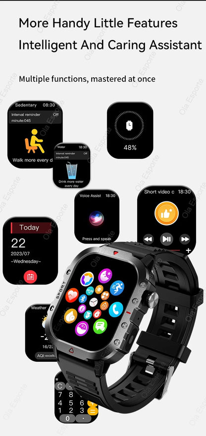 Men’s Smart Watch Bluetooth Call – LED Touch Screen Fitness Tracker with Multi-Sport Modes, Smart Notifications (Android & iOS)