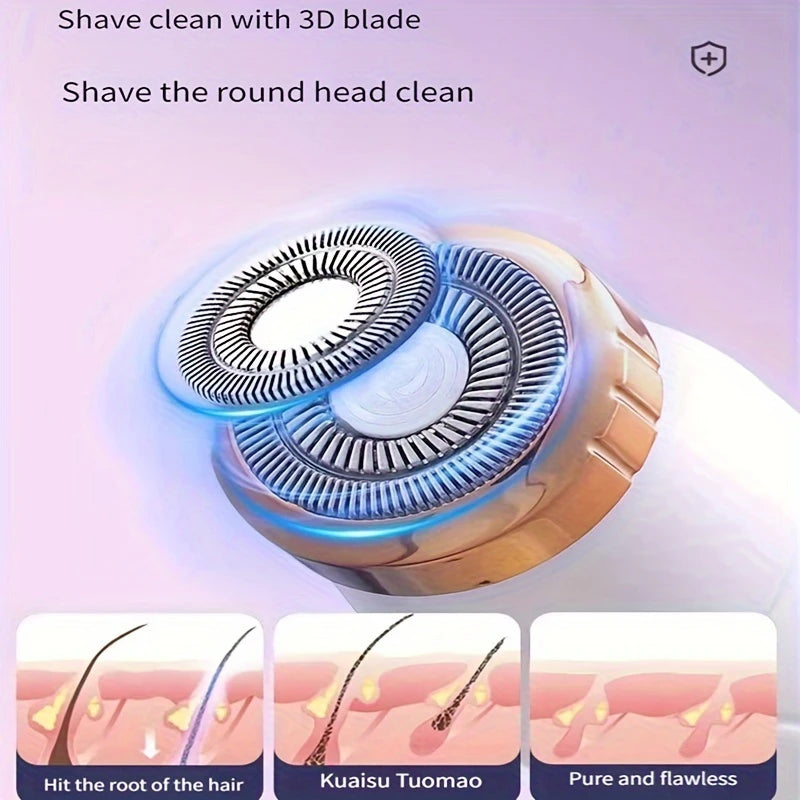 Electric Hair Trimmer for Women – Waterproof, Painless Razor for Bikini, Arms, Legs, and Face Hair Removal