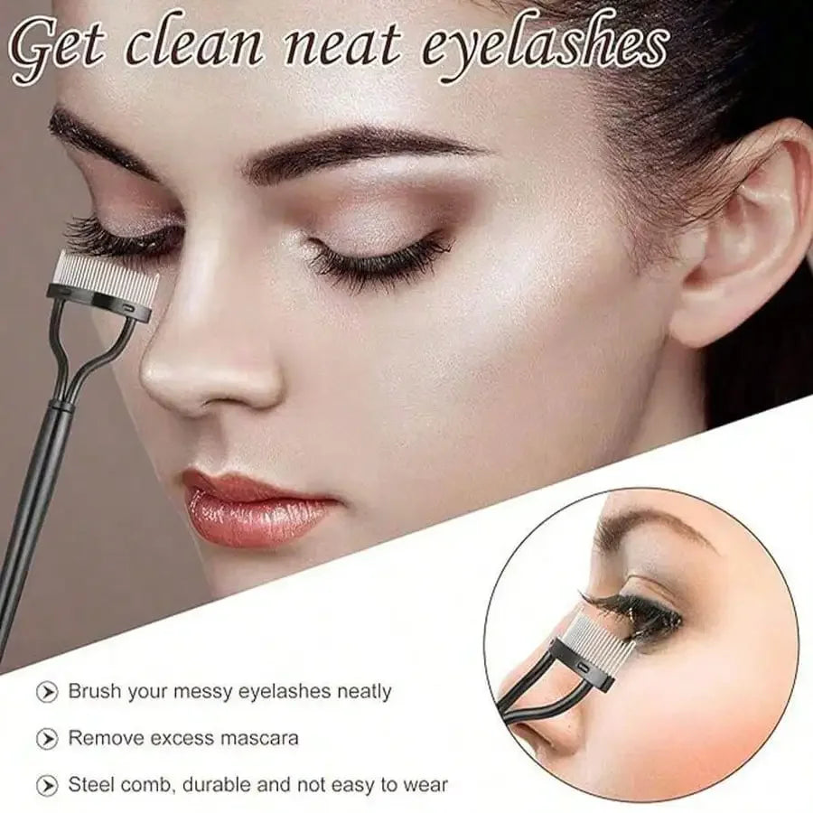 11-in-1 Eyelash Curler & Grooming Kit – Stainless Steel Curler with Comb, Brush & Silicone Pads