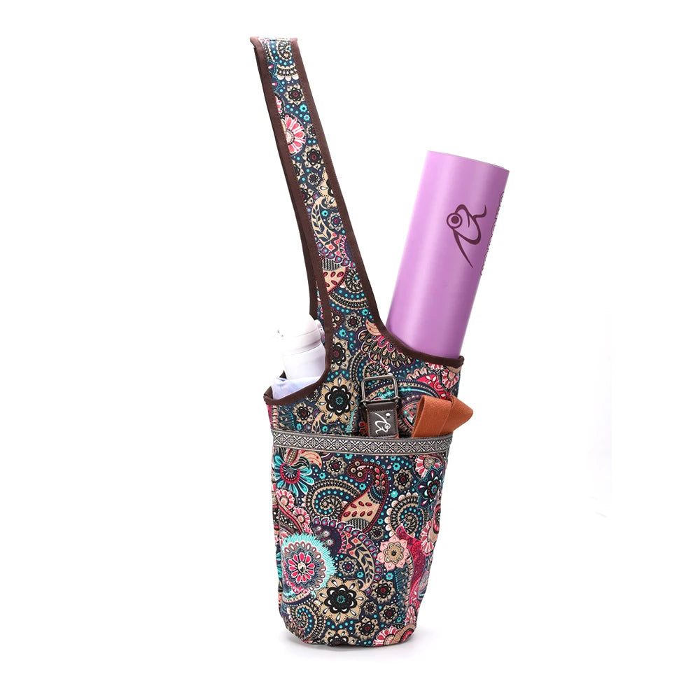 Large Yoga Mat Bag Women Gym Tote – Canvas Fitness Shoulder Bag with Zipper Pockets, Travel Sports Carry Bag (No Mat)
