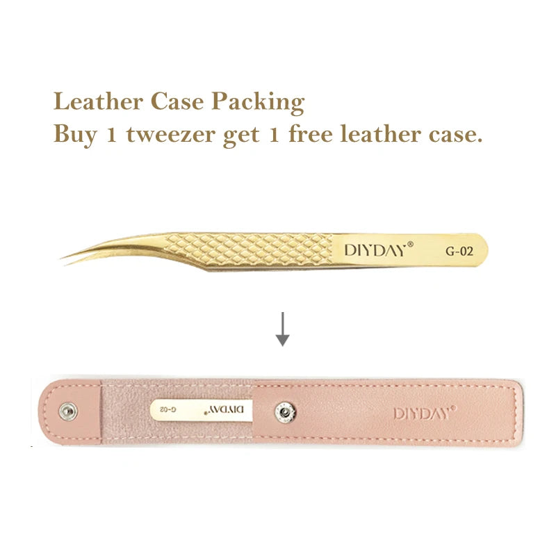 DIYDAY Anti-Slip Eyelash Extension Tweezers – Stainless Steel Fiber Tip Precision Lash Tool