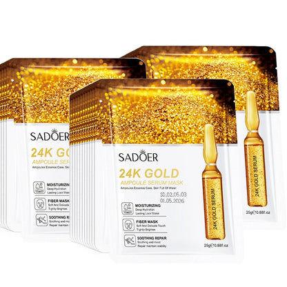 10-30 Pcs SADOER 24K Gold Vitamin C & Hyaluronic Acid Facial Masks – Moisturizing, Firming & Hydrating Skincare Treatment