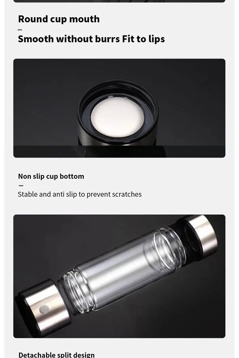 Portable Electric Hydrogen Water Bottle – Titanium Filter, USB Rechargeable, Hydrogen-Rich for Health & Wellness
