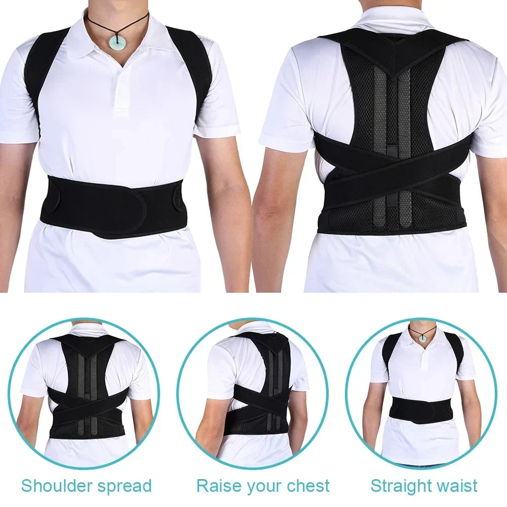 Adjustable Back Posture Corrector Brace Shoulder Support Belt Spine Trainer