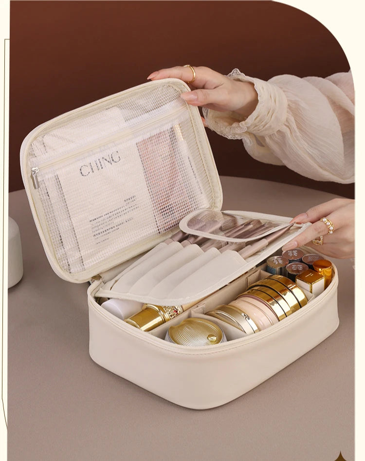 New Women’s Luxury Makeup Bag – Large-Capacity Portable Cosmetic & Toiletry Travel Organizer