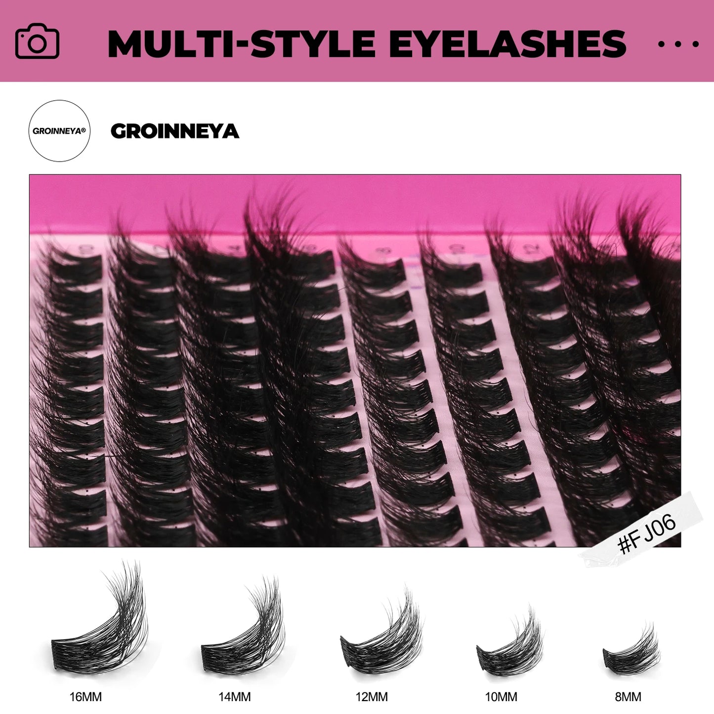 GROINNEYA DIY Eyelash Extension Kit – Individual Lash Clusters Faux Mink Mix Set with Lash Bond & Seal, Easy At-Home Application