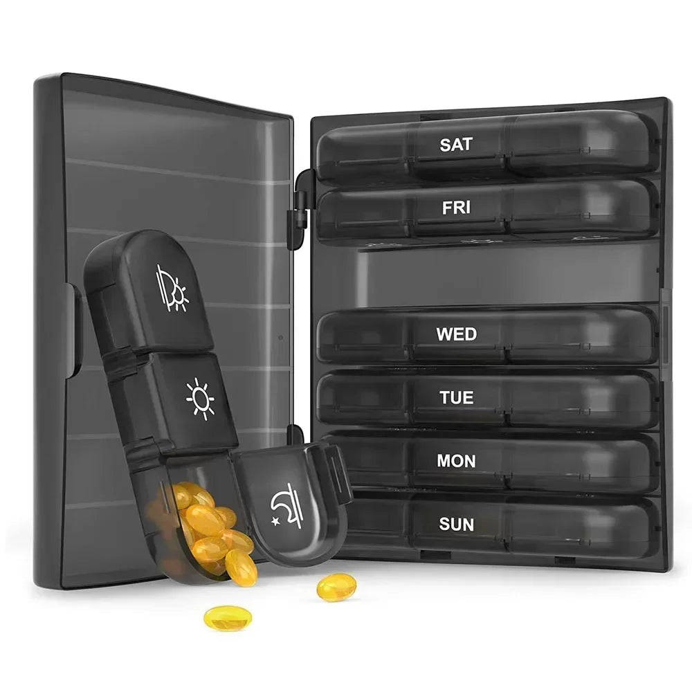Weekly Pill Organizer 7 Day Pill Box Portable Medicine Tablet Storage Case Travel Container