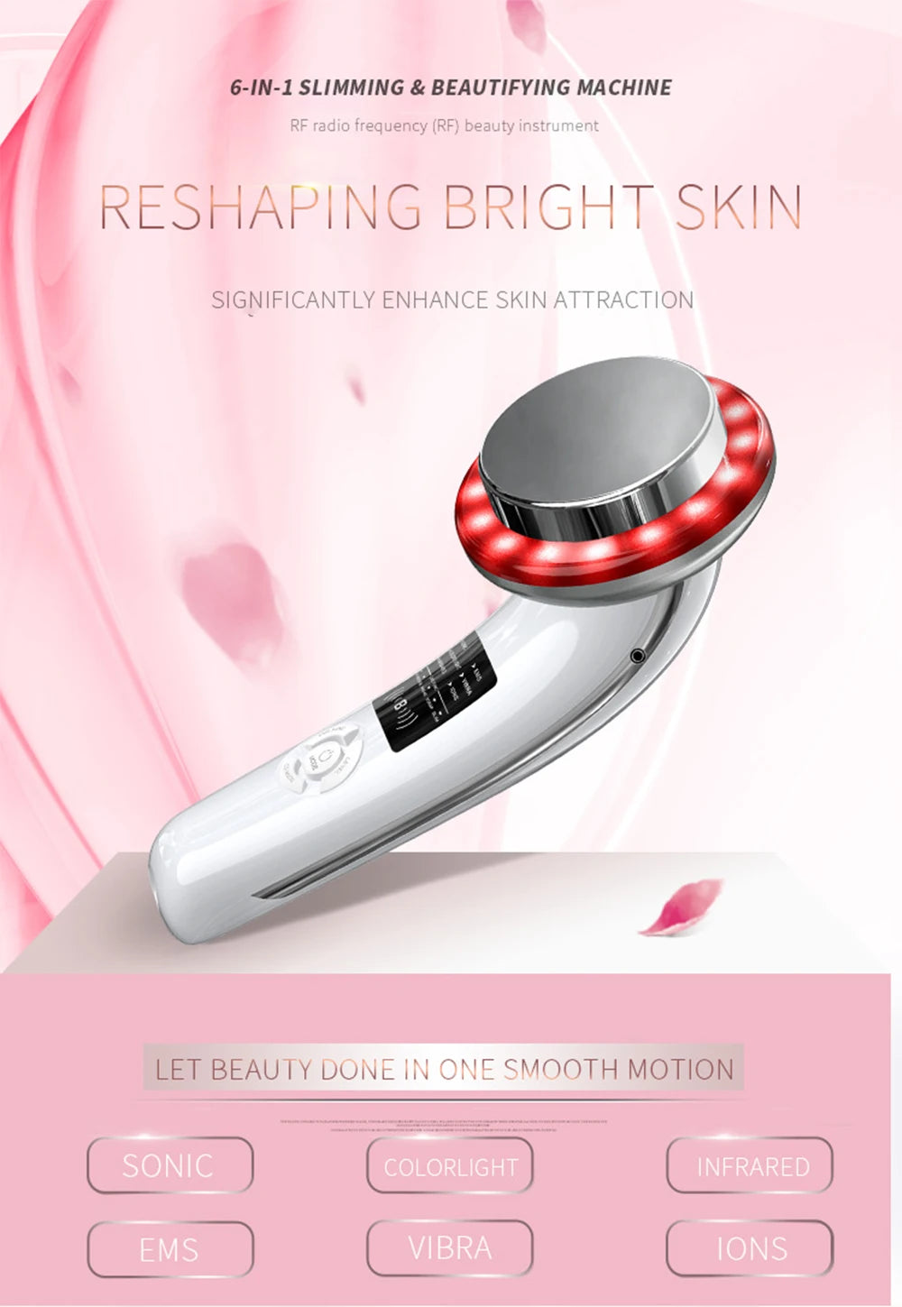 6-in-1 EMS Ultrasonic Body Slimming & Face Lifting Massager Machine – Infrared Therapy
