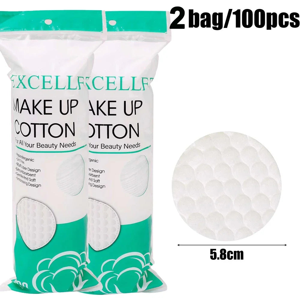 100-200pcs Disposable Cotton Pads – Soft Round Cleansing Pads for Face, Makeup Removal & Nail Polish Remover