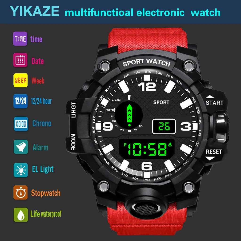 MAYZHISU Men’s Digital Sports Watch | Large Dial | Alarm, Stopwatch & Backlight | 3ATM Water Resistant | Military Style Wristwatch