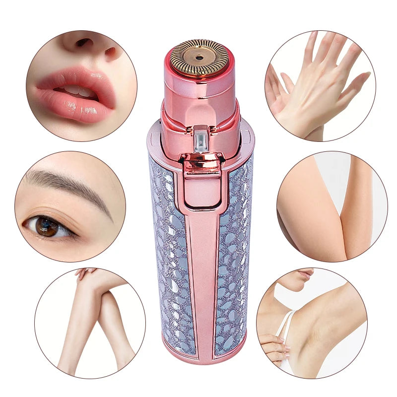 2-in-1 Rechargeable Facial Hair Remover & Eyebrow Trimmer with LED Light – USB Electric Razor for Face & Lips