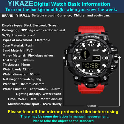 MAYZHISU Men’s Digital Sports Watch | Large Dial | Alarm, Stopwatch & Backlight | 3ATM Water Resistant | Military Style Wristwatch