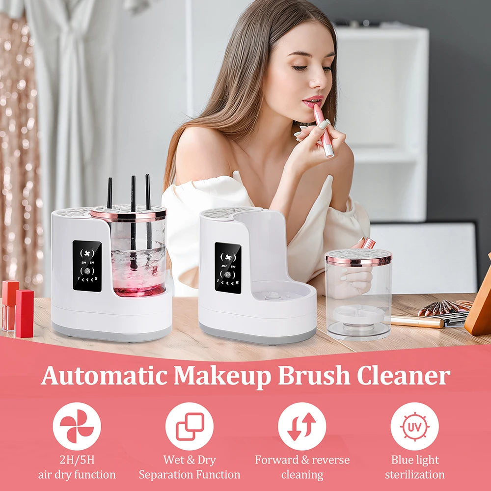 Automatic Makeup Brush Cleaner & Dryer – Electric Cosmetic Brush Washing Machine, Air Drying Stand