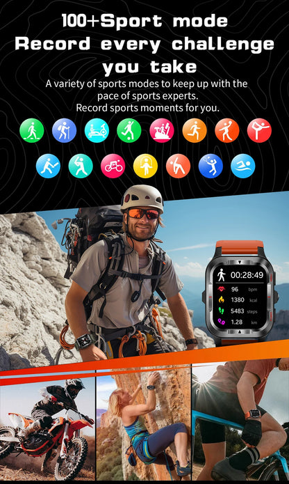 Men’s GPS Sports Smart Watch | Bluetooth Call | 480mAh Long Battery | LED Flashlight | 100+ Sport Modes | Life Waterproof