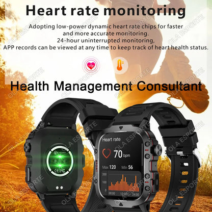 Military Smart Watch Bluetooth Call GPS Flashlight 100+ Sports Android iPhone