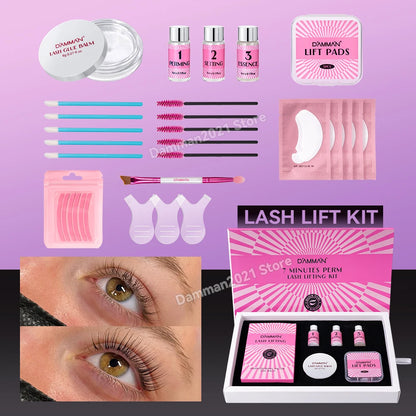 Damman Professional Lash Lift Kit – Eyelash Curling & Lifting Perm Set with Silicone Pads, Glue Balm & Tools for Salon or Advanced Home Use