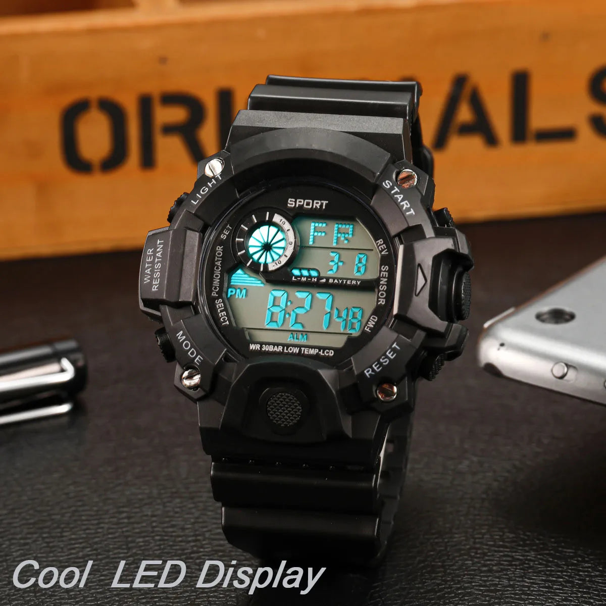 MAYZHISU Men’s Digital Sports Watch | Large Dial | Alarm, Stopwatch & Backlight | 3ATM Water Resistant | Military Style Wristwatch