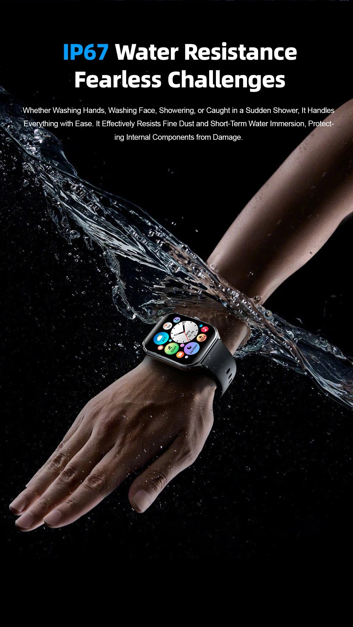 Smart Watch 1.96" AMOLED Bluetooth Call Fitness Tracker IP68 for Android iOS
