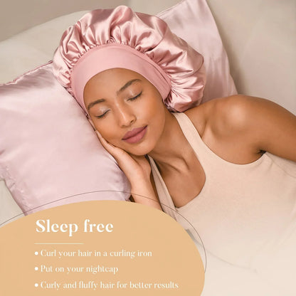 Heatless Curling Rod Headband & Satin Bonnet Set – No-Heat Soft Hair Curlers for Overnight Lazy Curls