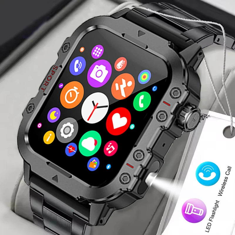 Men’s Military-Style Smart Watch | Bluetooth Call | Fitness & Activity Tracker | 1.44” Touch Screen | 3ATM Life Waterproof | Android & iOS