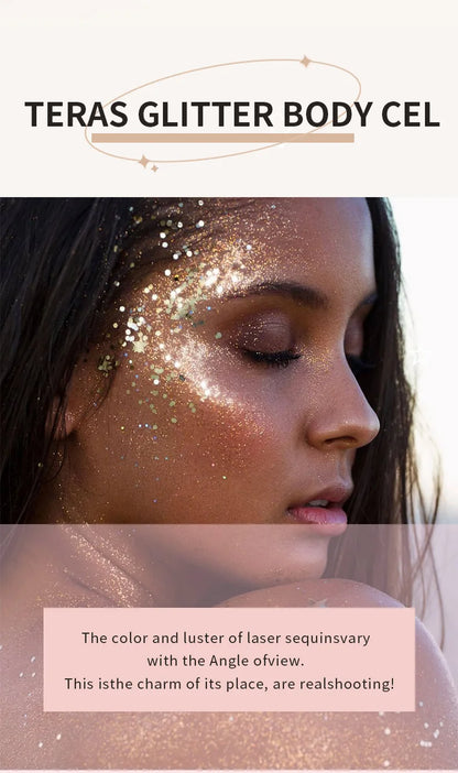 Body Glitter Gel with Sequins – Long-Lasting Face, Eyes & Hair Makeup for Festivals, Parties & Mermaid Looks