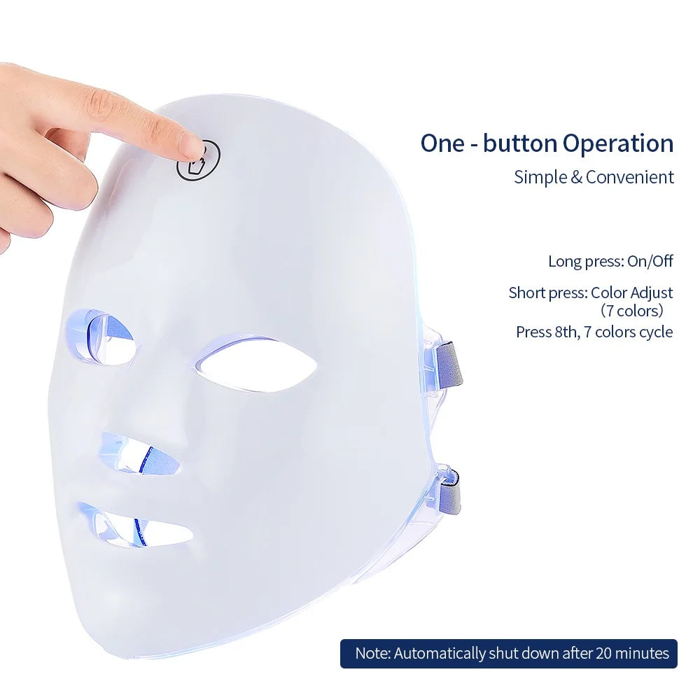 Rechargeable 7-Color LED Facial & Neck Beauty Massager – Skin Rejuvenation & Toning Device