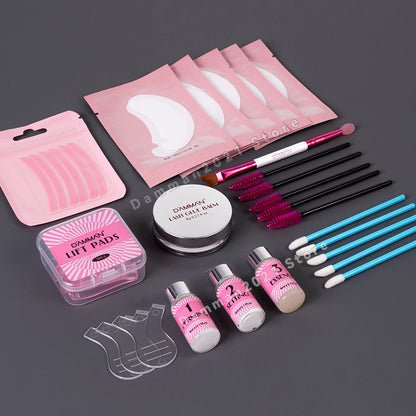 Damman Professional Lash Lift Kit – Eyelash Curling & Lifting Perm Set with Silicone Pads, Glue Balm & Tools for Salon or Advanced Home Use