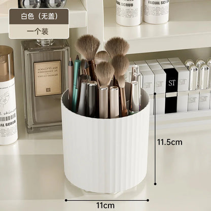 360° Rotating Makeup Brush Holder – Waterproof Dustproof Storage Box, Desktop Cosmetic Organizer with Clear Cover