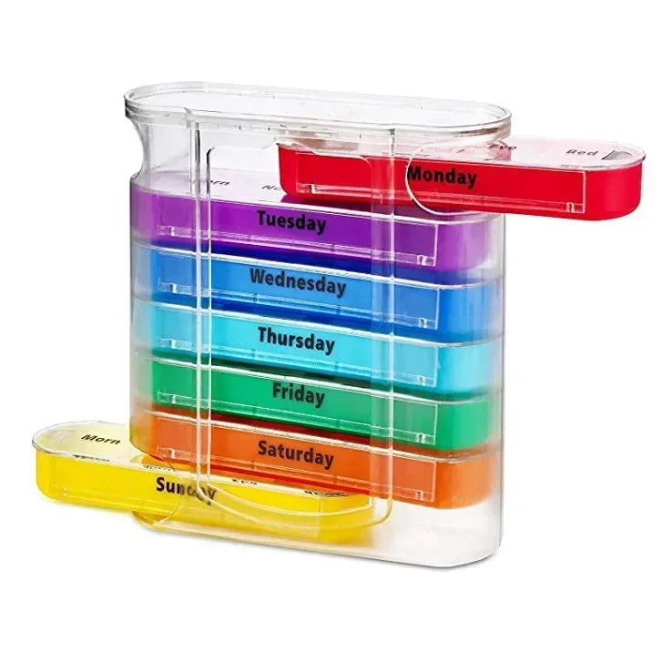 Weekly Pill Organizer 7 Day Pill Box Portable Medicine Tablet Storage Case Travel Container