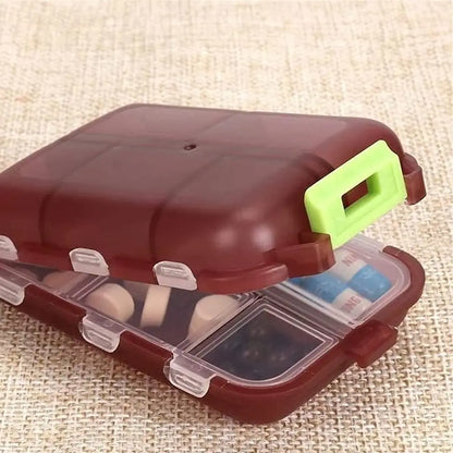 10-Grid Portable Pill Organizer – Small Weekly Travel Pill Box & Pocket-Sized Medicine Case