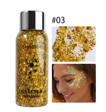 Body Glitter Gel with Sequins – Long-Lasting Face, Eyes & Hair Makeup for Festivals, Parties & Mermaid Looks